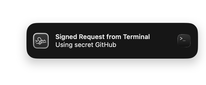 Screenshot of Secretive notifying the user